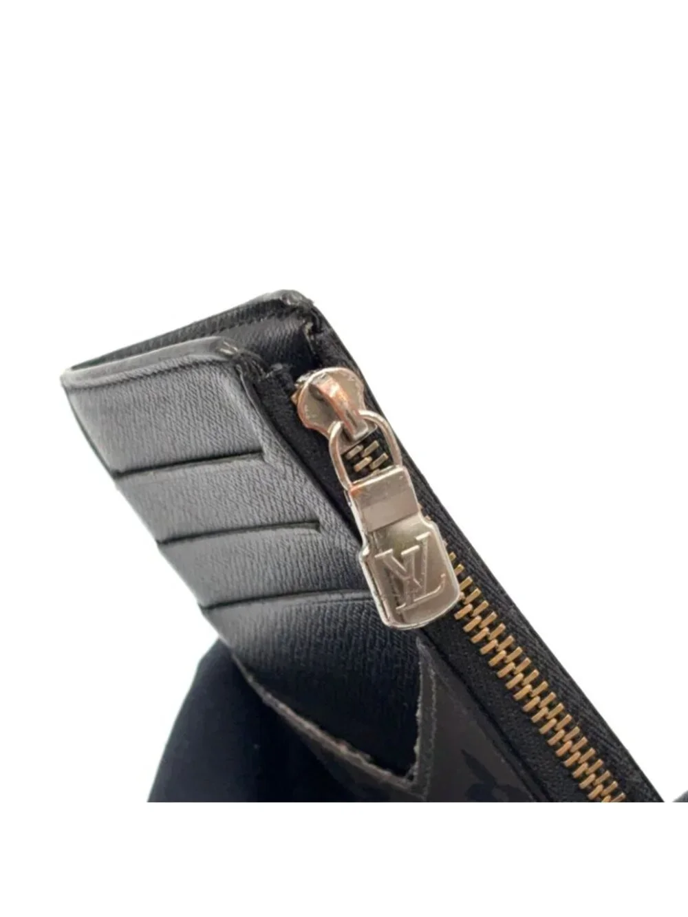 Louis Vuitton Coin Card Case Monogram Eclipse Enabled Leather Gray Black Purse